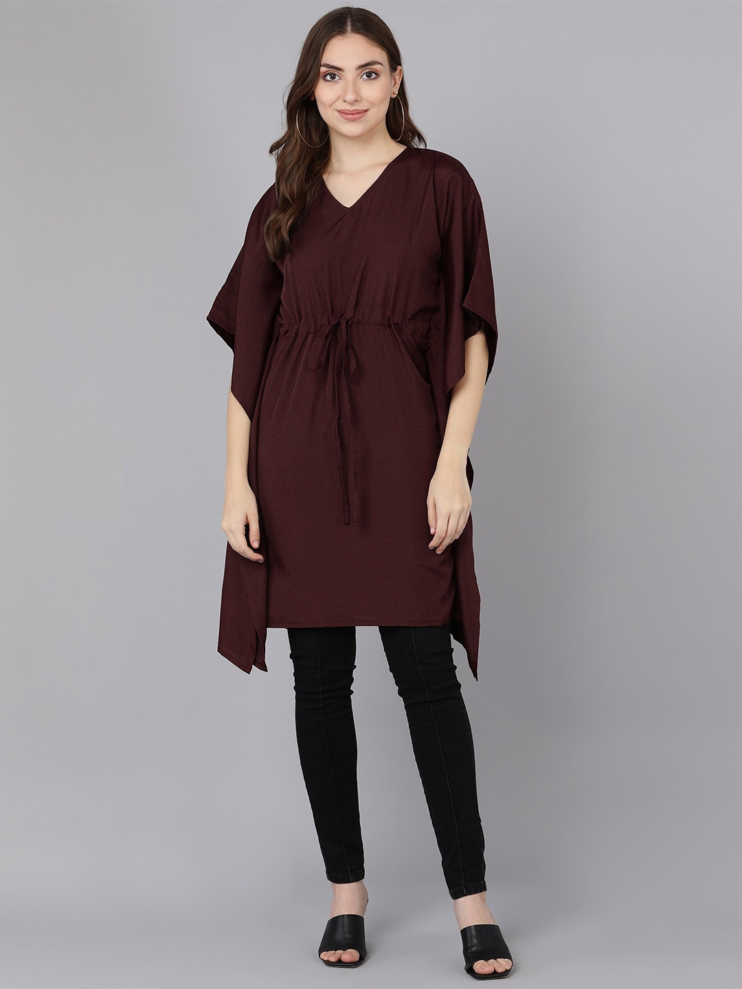 

Fashfun V-Neck Kaftan Kurti, Maroon