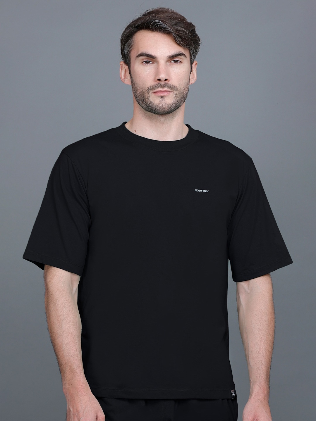 

GODFREY Round Neck Oversized T-shirt, Black
