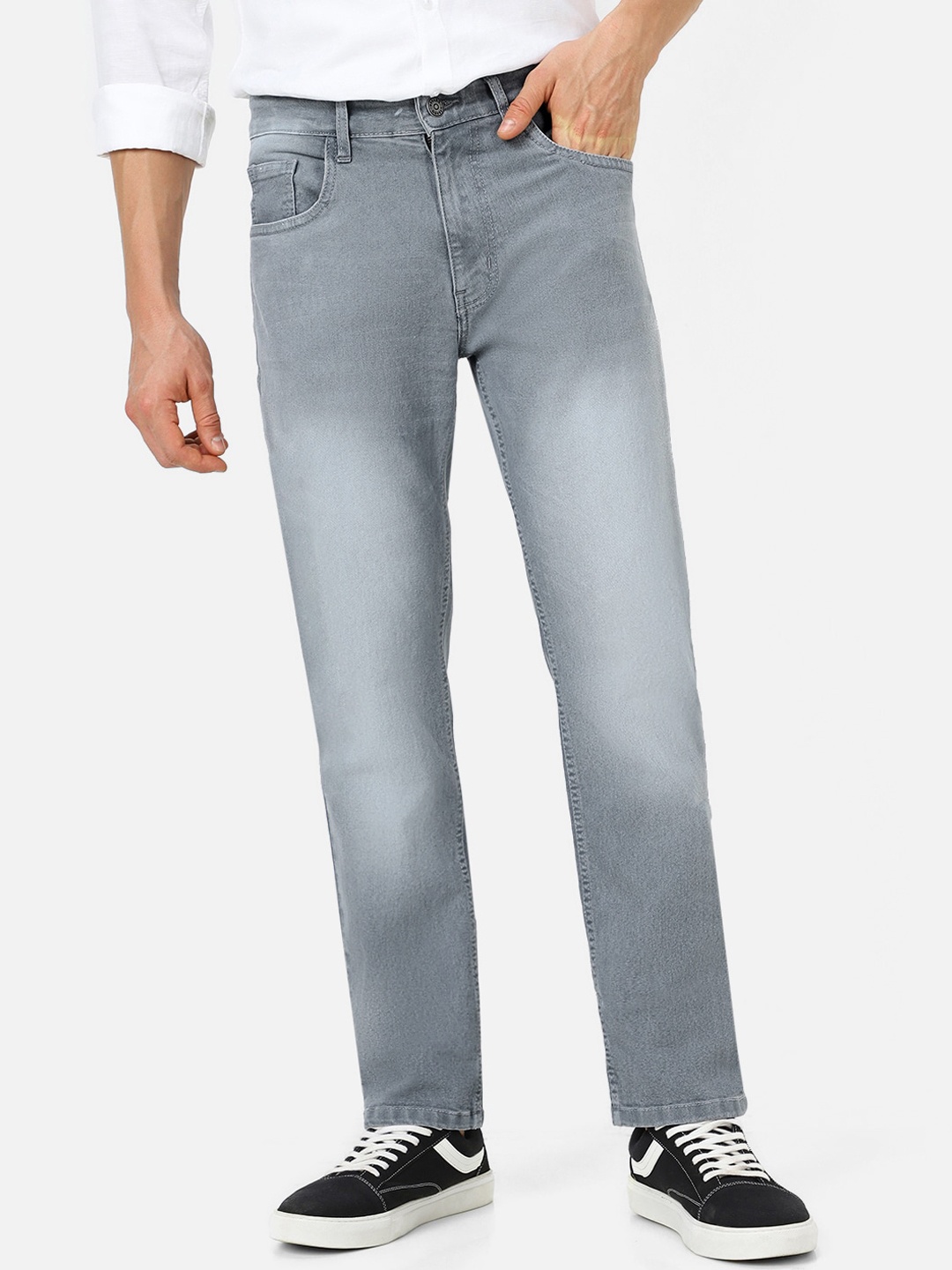 

Urbano Fashion Men Heavy Fade Clean Look Washed Stretchable Jeans, Grey