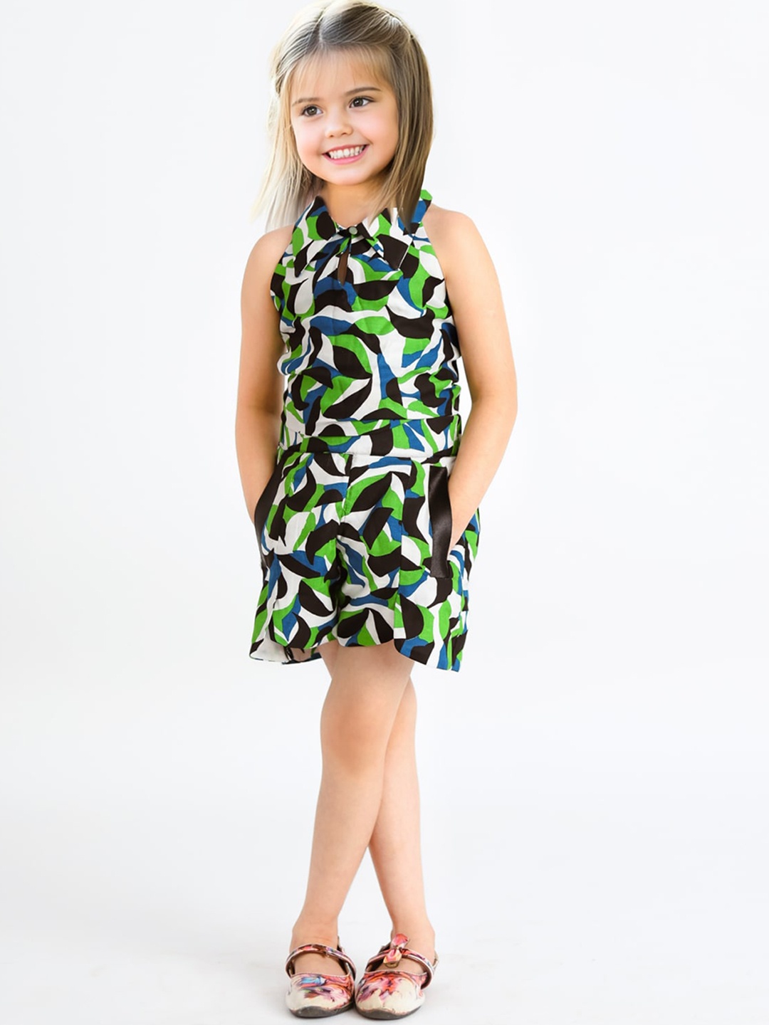 

Safehugs Girls Printed Top with Shorts, Blue