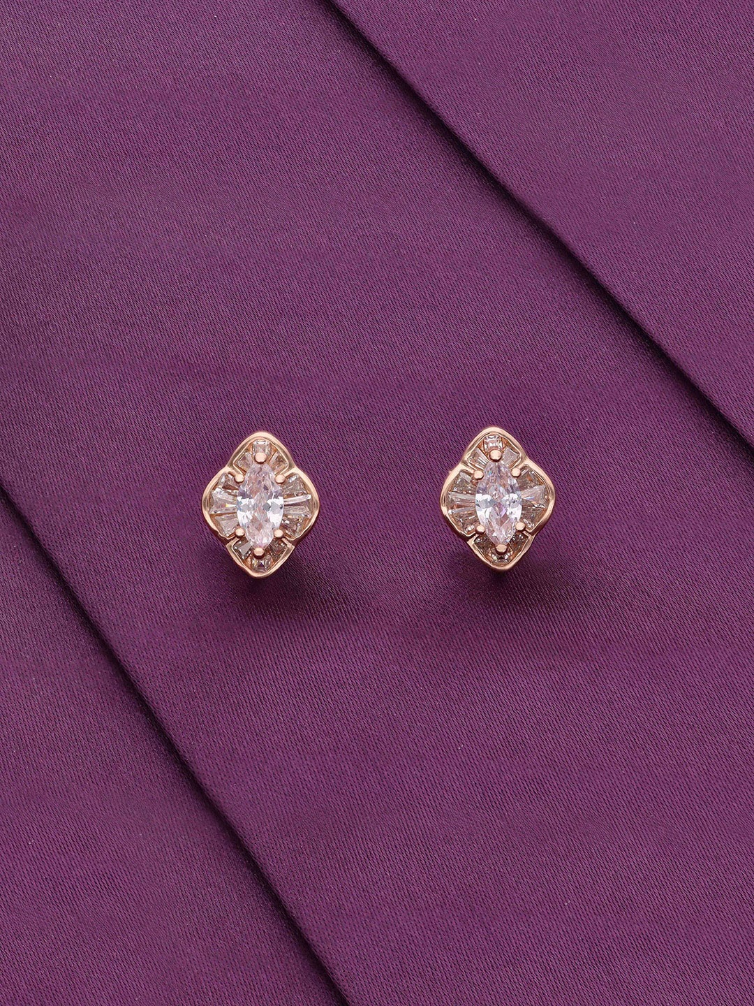 

KAI JEWEL 925 Sterling Silver Rhodium-Plated Cubic Zirconia Studs Earrings, Rose gold