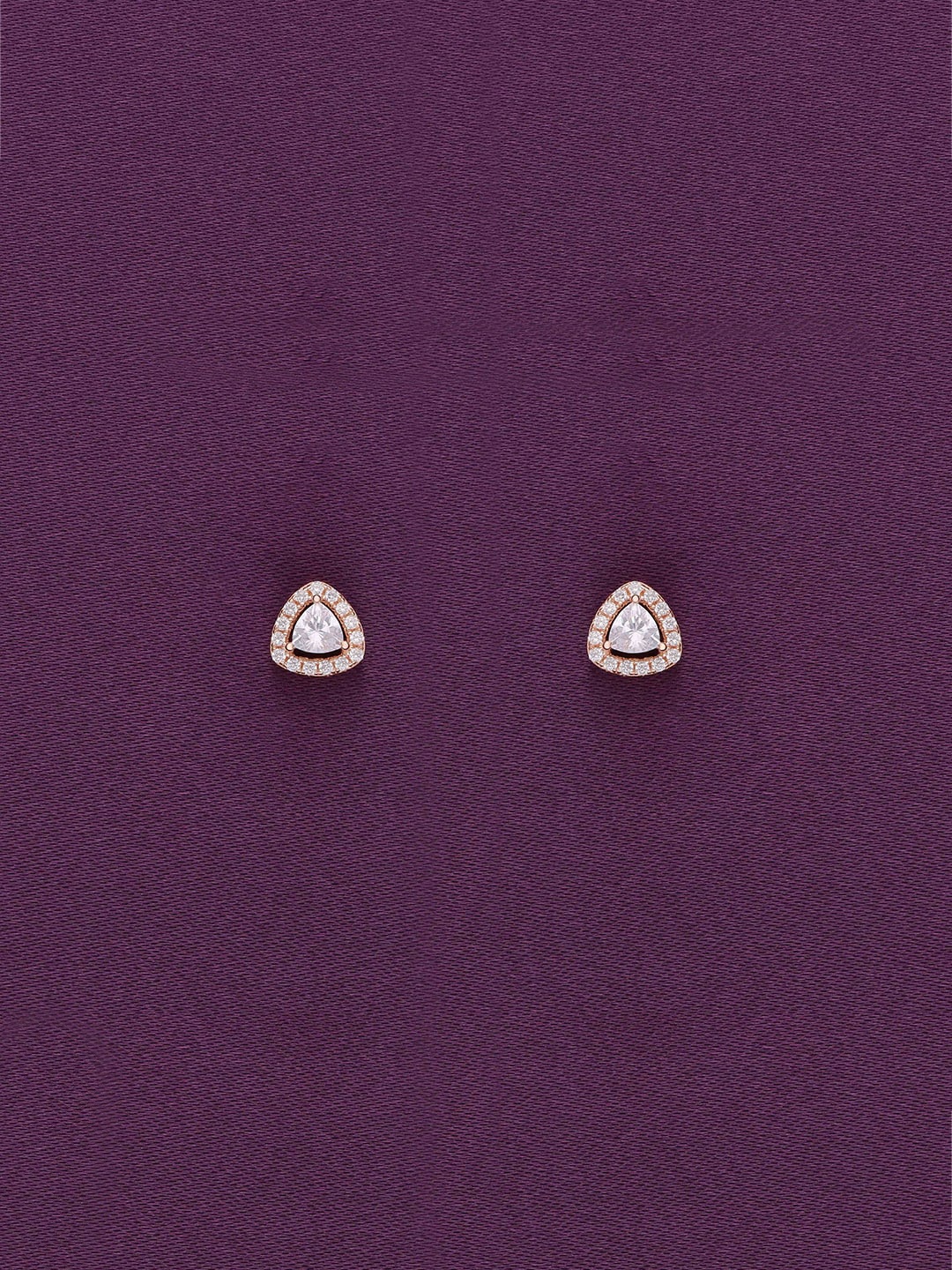 

KAI JEWEL 92.5 Sterling Silver Rhodium-Plated Cubic Zirconia Contemporary Stud Earrings, Rose gold