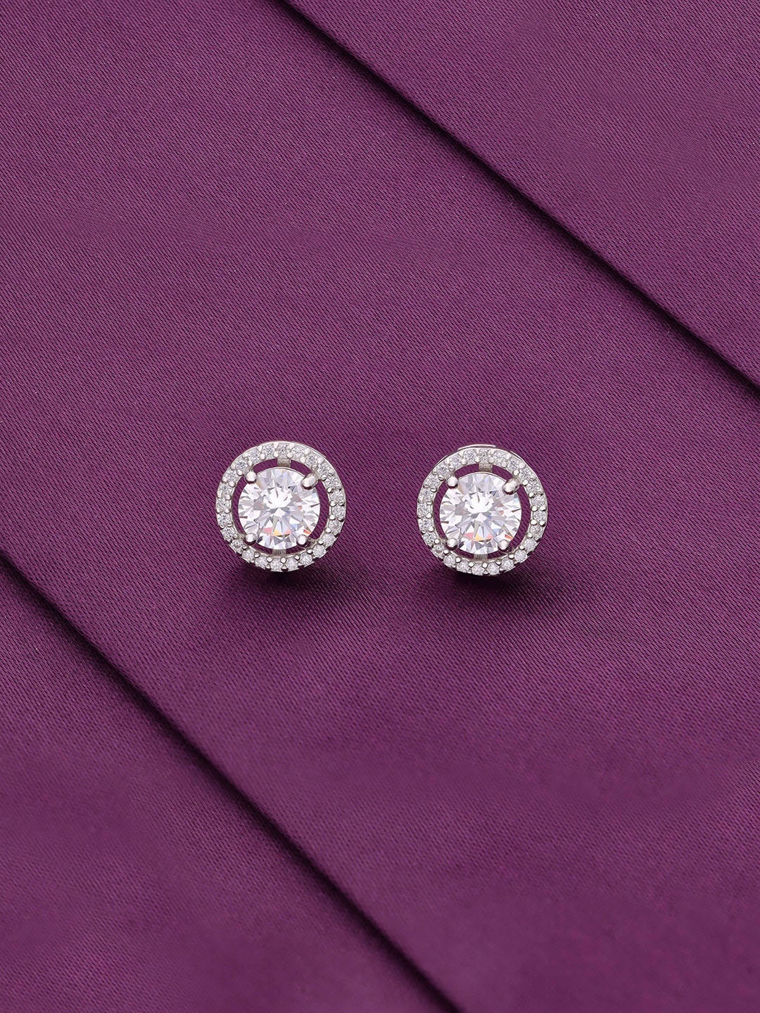 

KAI JEWEL 925 Sterling Silver Cubic Zirconia Studded Contemporary Studs Earrings