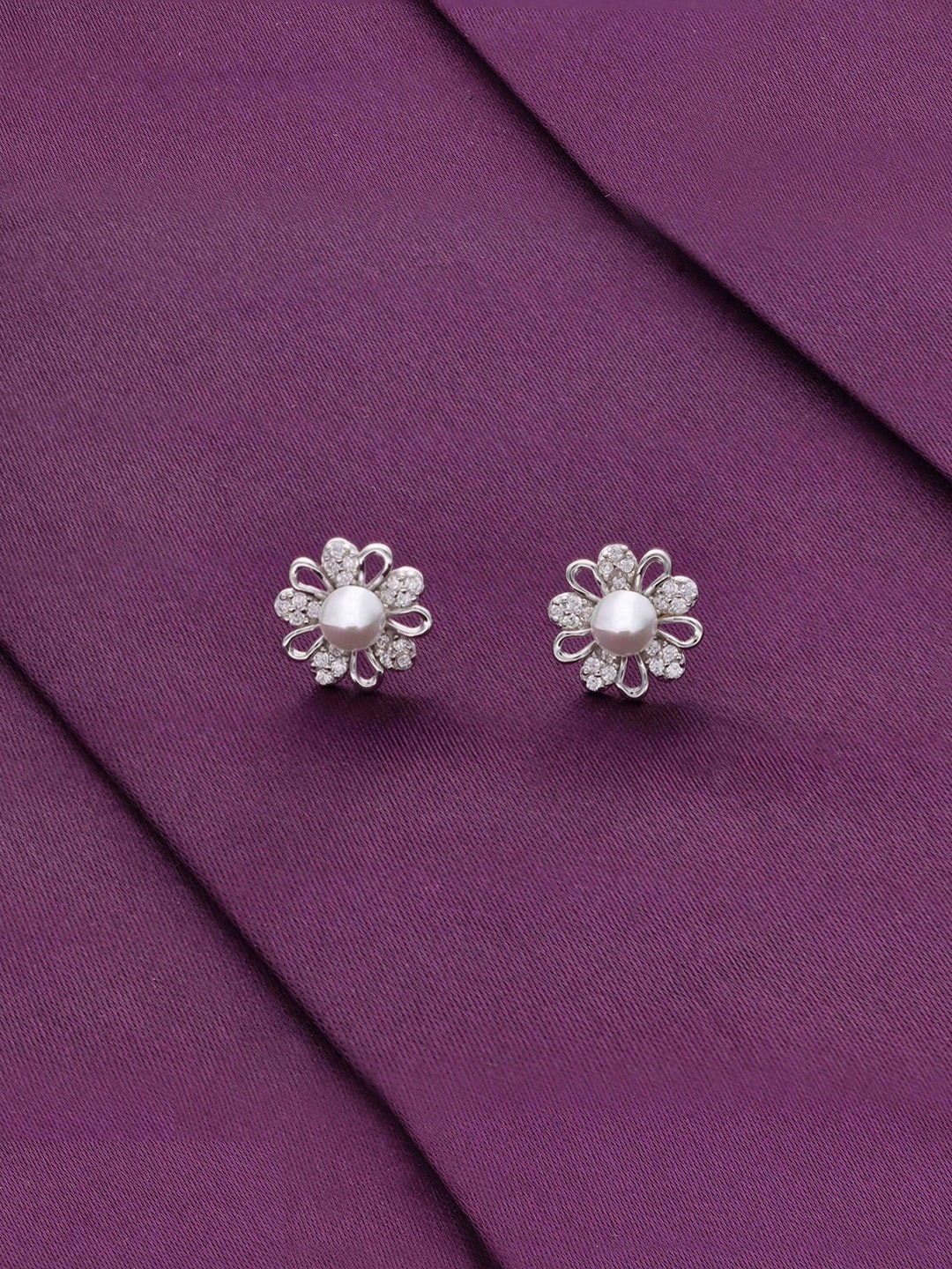 

KAI JEWEL Cubic Zirconia Rhodium Plated Sterling Silver Studs Earrings