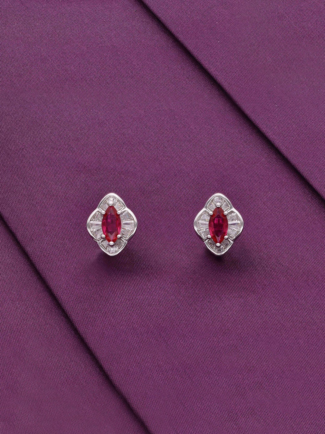 

KAI JEWEL 925 Sterling Silver Rhodium-Plated Cubic Zirconia Studs Earrings