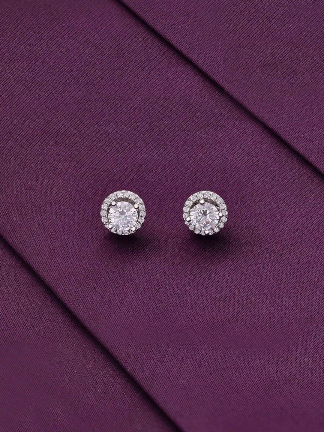 

KAI JEWEL Rhodium-Plated 92.5 Sterling Silver Circular Studs Earrings
