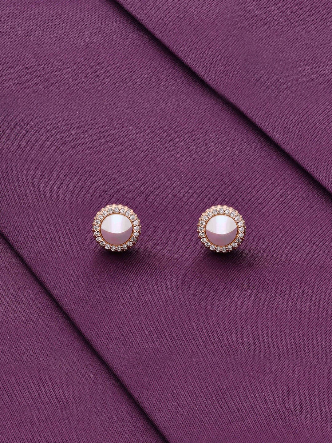 

KAI JEWEL Rhodium-Plated 92.5 Sterling Silver Circular Studs Earrings, Rose gold