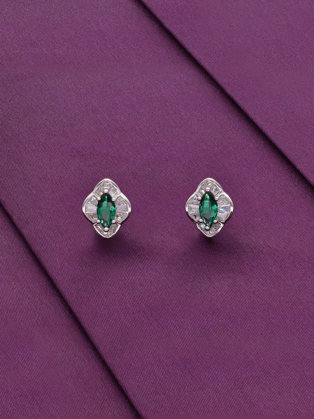 

KAI JEWEL Rhodium-Plated 92.5 Sterling Silver Contemporary Studs Earrings