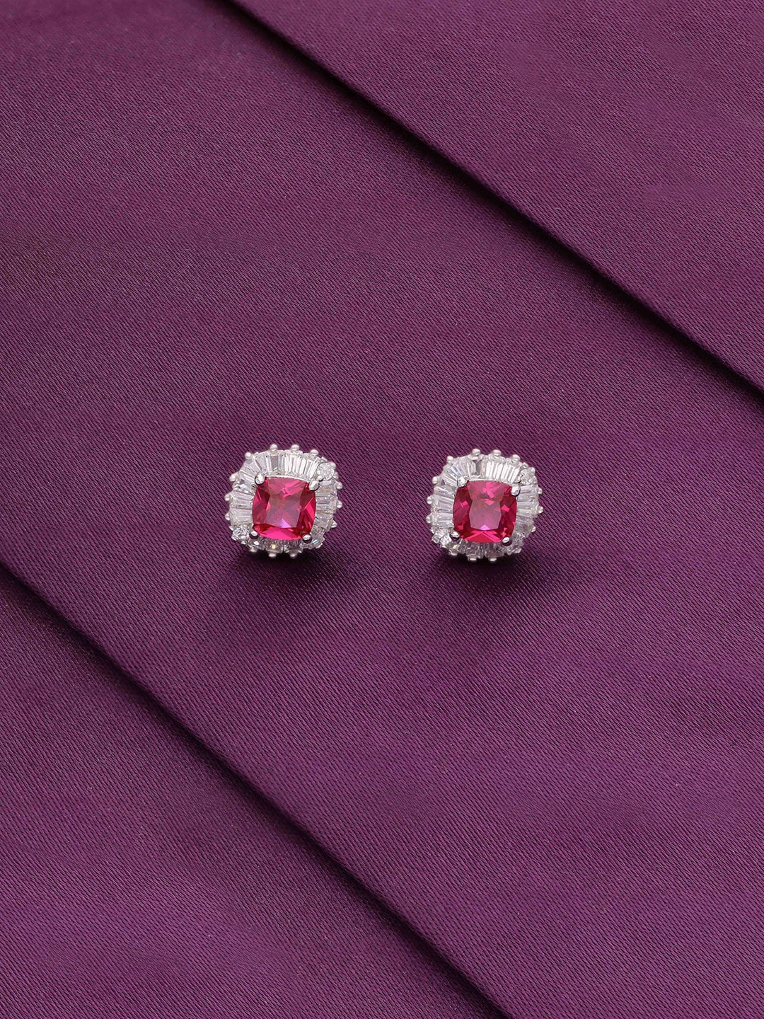 

KAI JEWEL Rhodium-Plated 92.5 Sterling Silver Contemporary Studs Earrings