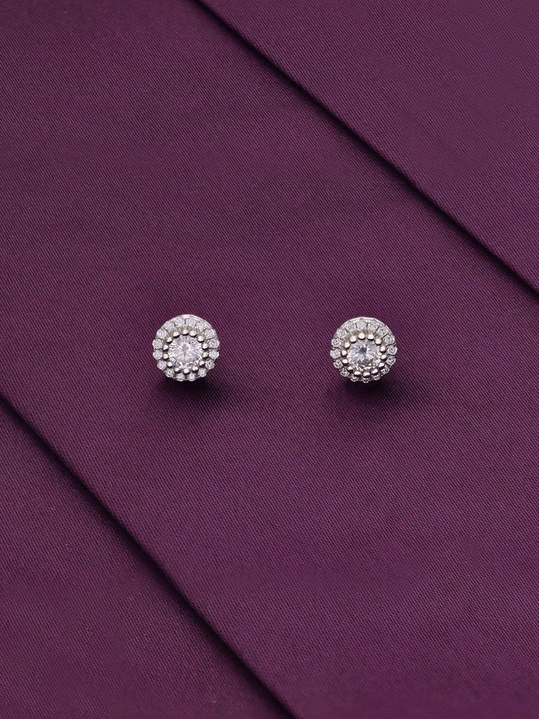 

KAI JEWEL 925 Sterling Silver Rhodium-Plated Cubic Zirconia Studs Earrings
