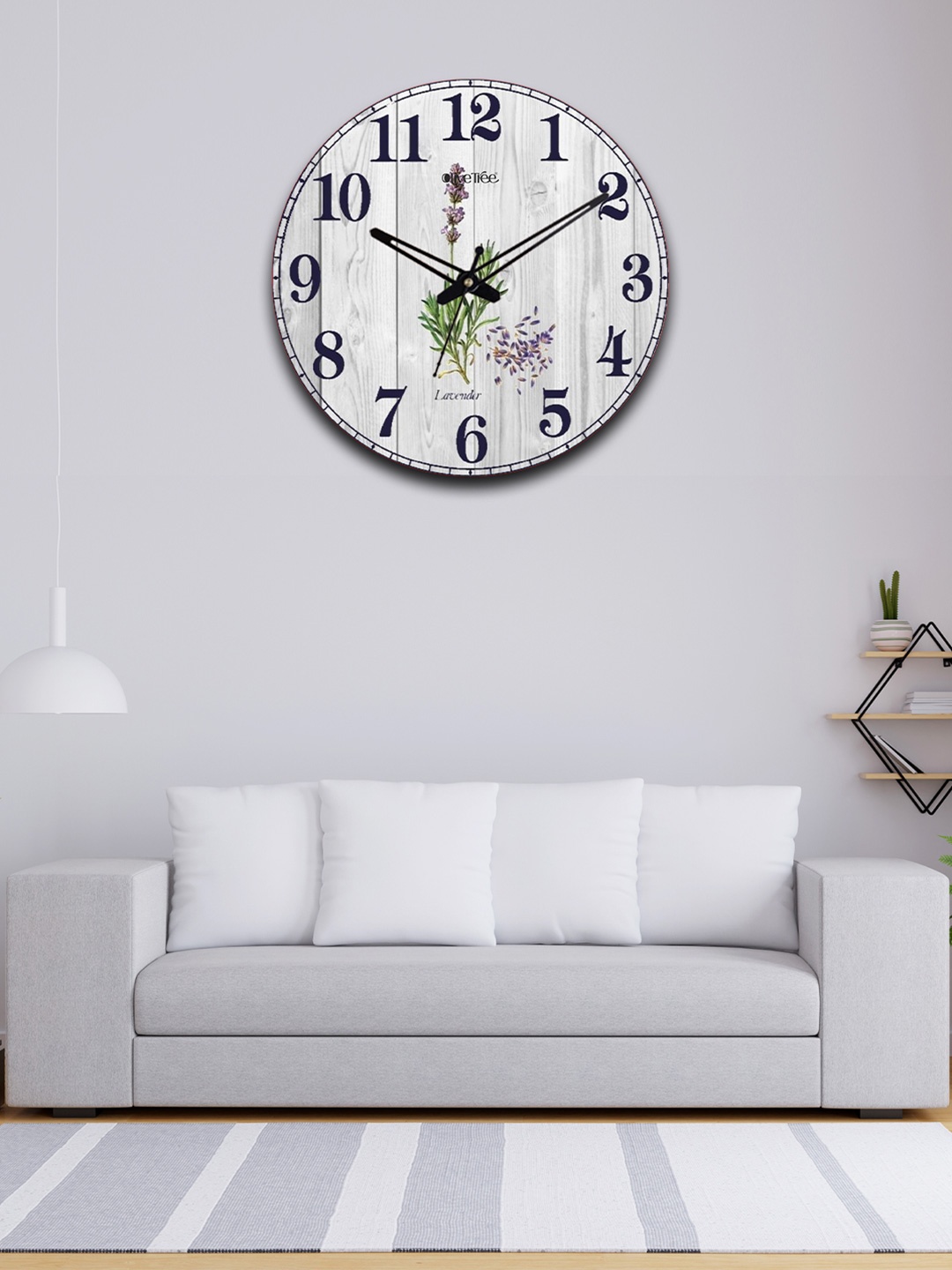 

OLIVE TREE White & Grey Printed Wooden Round Shaped Contemporary Wall Clock