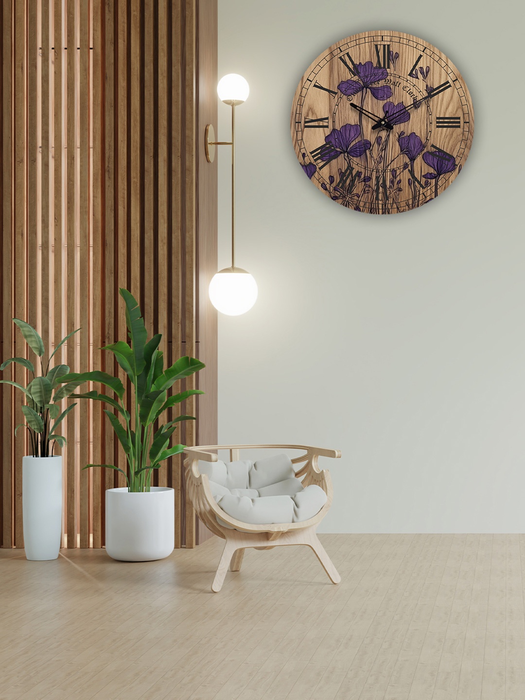 

OLIVE TREE Brown & Purple Printed Analogue Contemporary Wall Clock