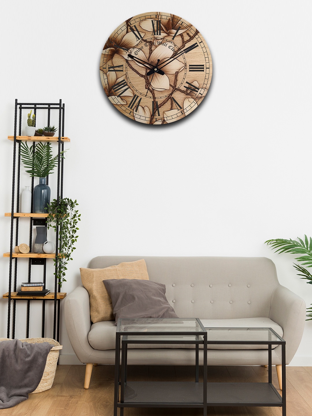 

OLIVE TREE Brown & Beige Printed Wooden Round Shaped Contemporary Wall Clock