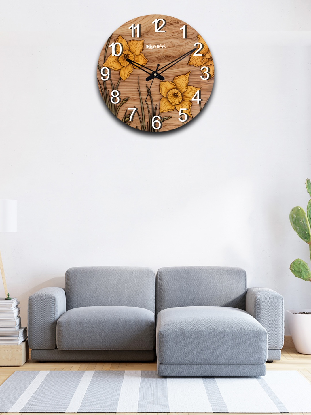 

OLIVE TREE Brown & Yellow Printed Analogue Contemporary Wall Clock