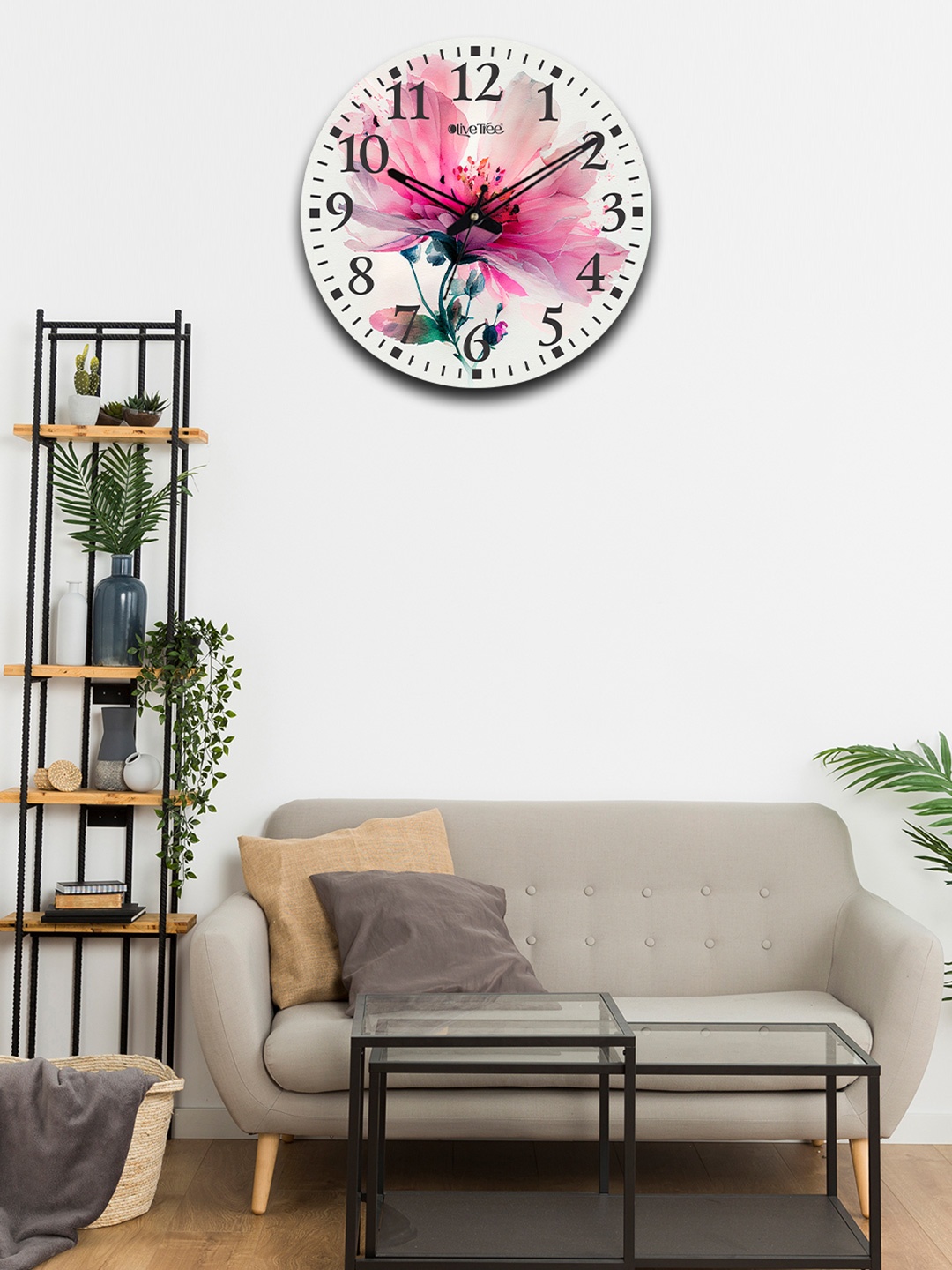 

OLIVE TREE Pink & Green Printed Wooden Contemporary Wall Clock