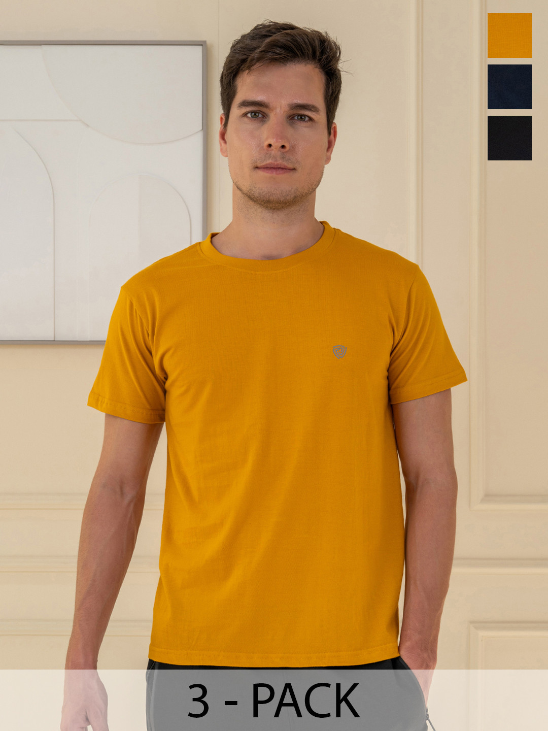 

Lux Cozi Pack Of 3 Pure Cotton Lounge Tshirts, Mustard