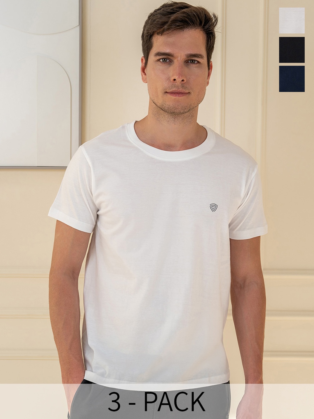 

Lux Cozi Pack Of 3 Pure Cotton Lounge Tshirts, White