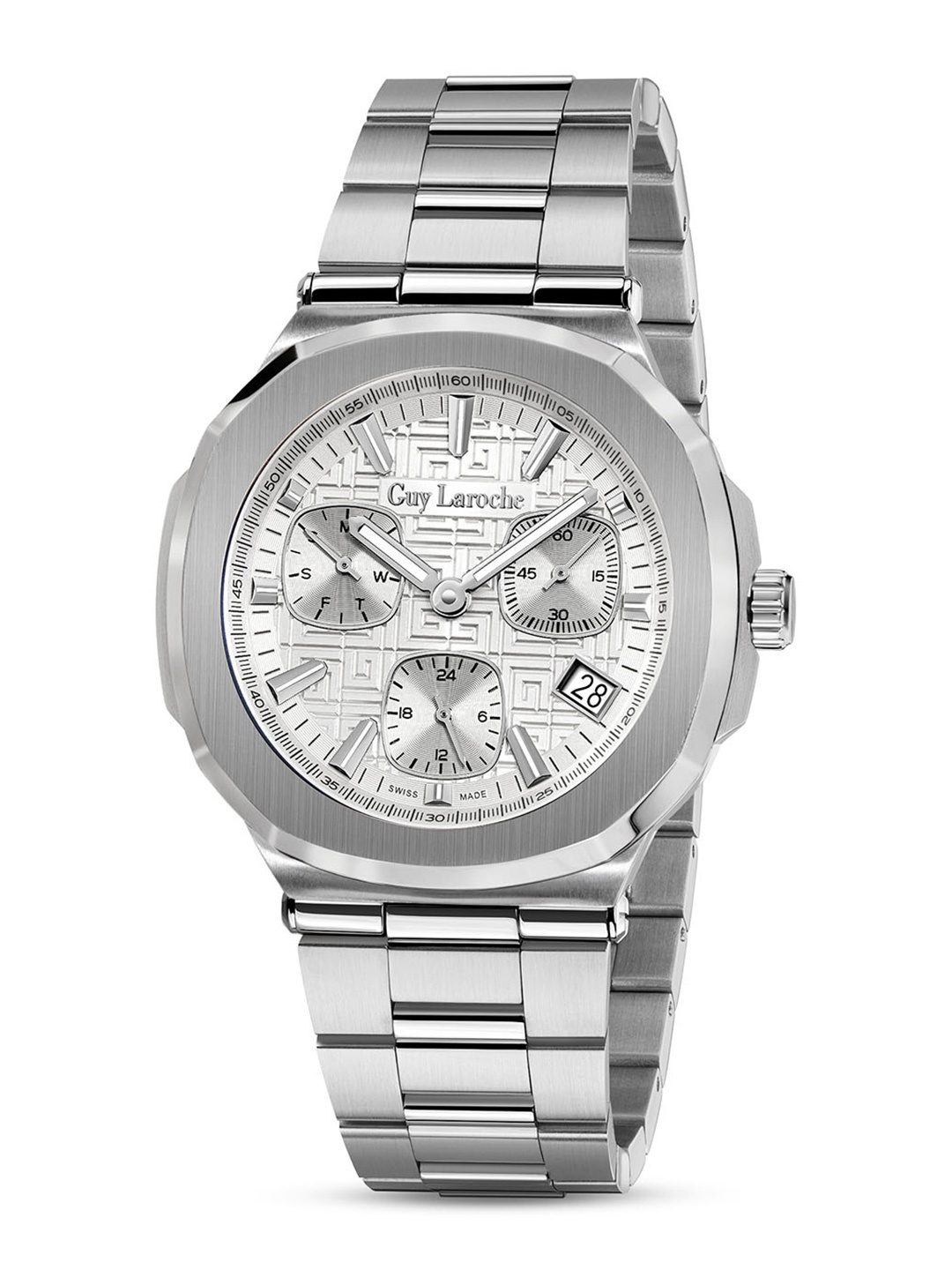 

Guy Laroche Men Embellished Dial Analogue Swiss Made Watch GLWGG0000310, Silver