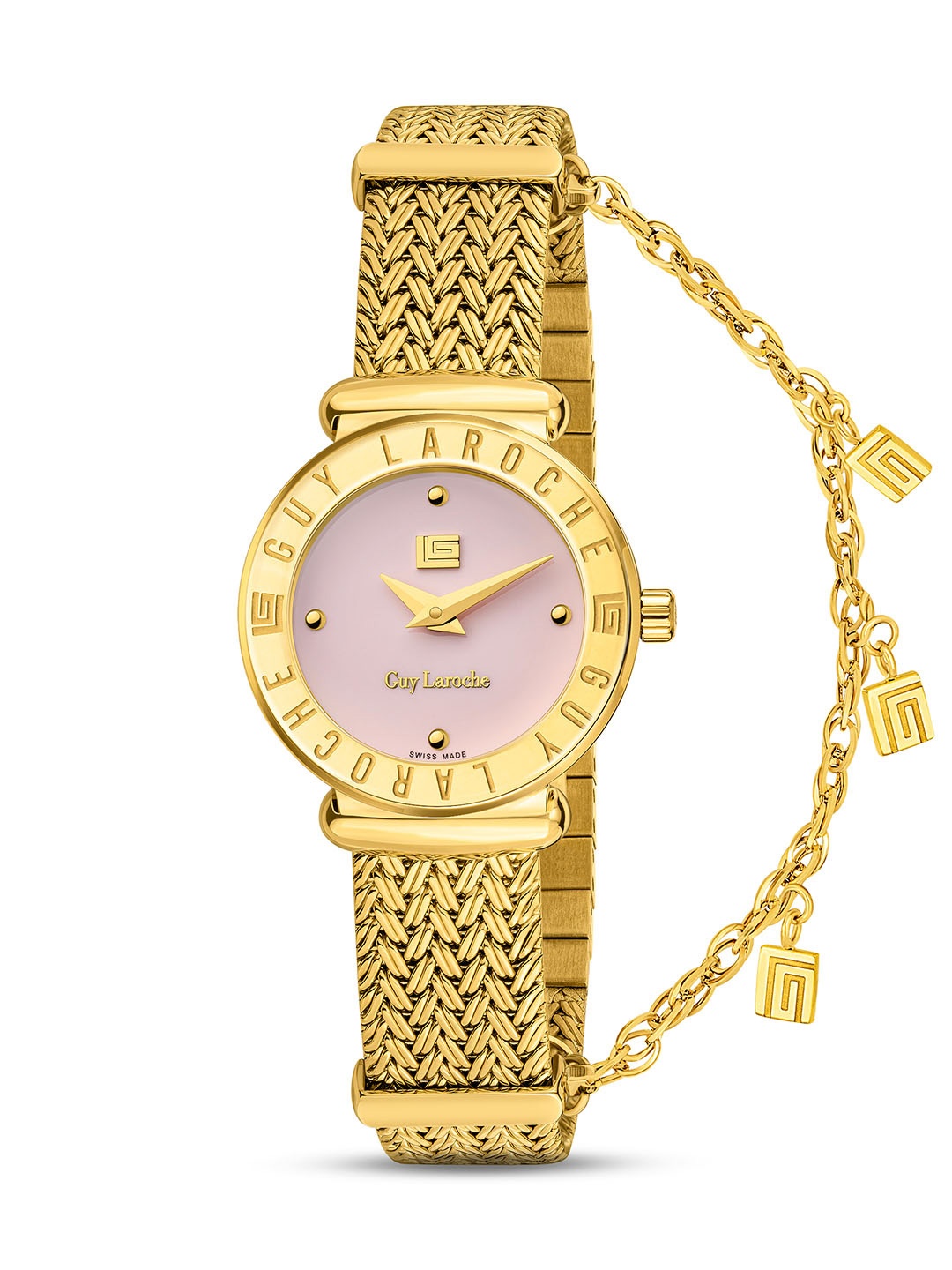 

Guy Laroche Women Embellished Dial Analogue Swiss Made Watch GLWLG0000911, Gold