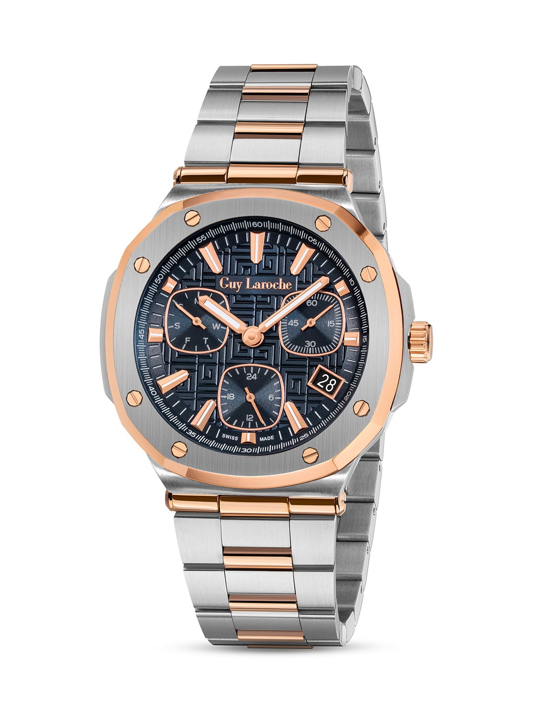 

Guy Laroche Men Bracelet Style Straps Analogue Swiss Made Watch GLWGG0000309, Rose gold