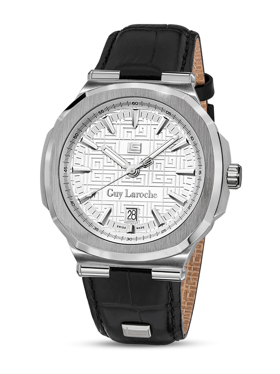 

Guy Laroche Men Embellished Dial & Leather Textured Straps Analogue Watch GLWGA0000301, Black