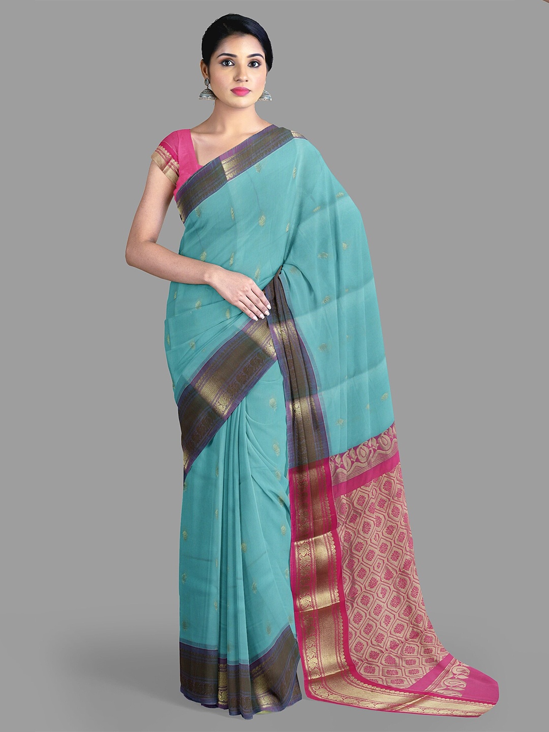 

The Chennai Silks Zari Pure Cotton Narayan Peth Saree, Blue