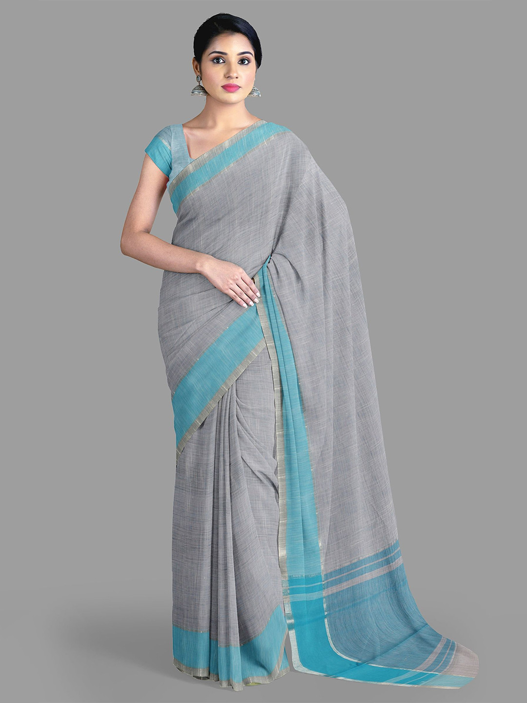 

The Chennai Silks Woven Design Zari Pure Cotton Narayan Peth Saree, Blue