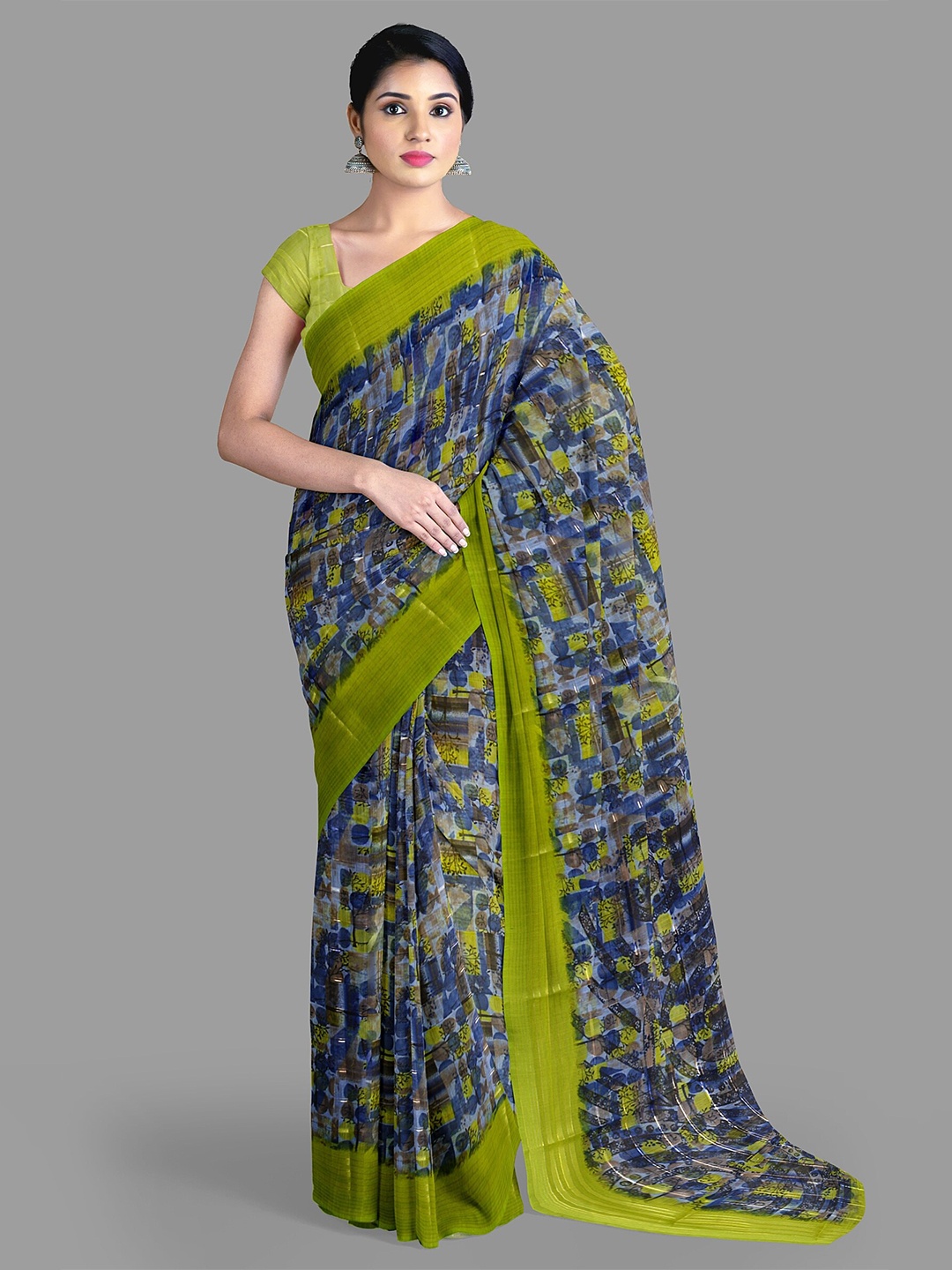 

The Chennai Silks Floral Narayan Peth Saree, Blue