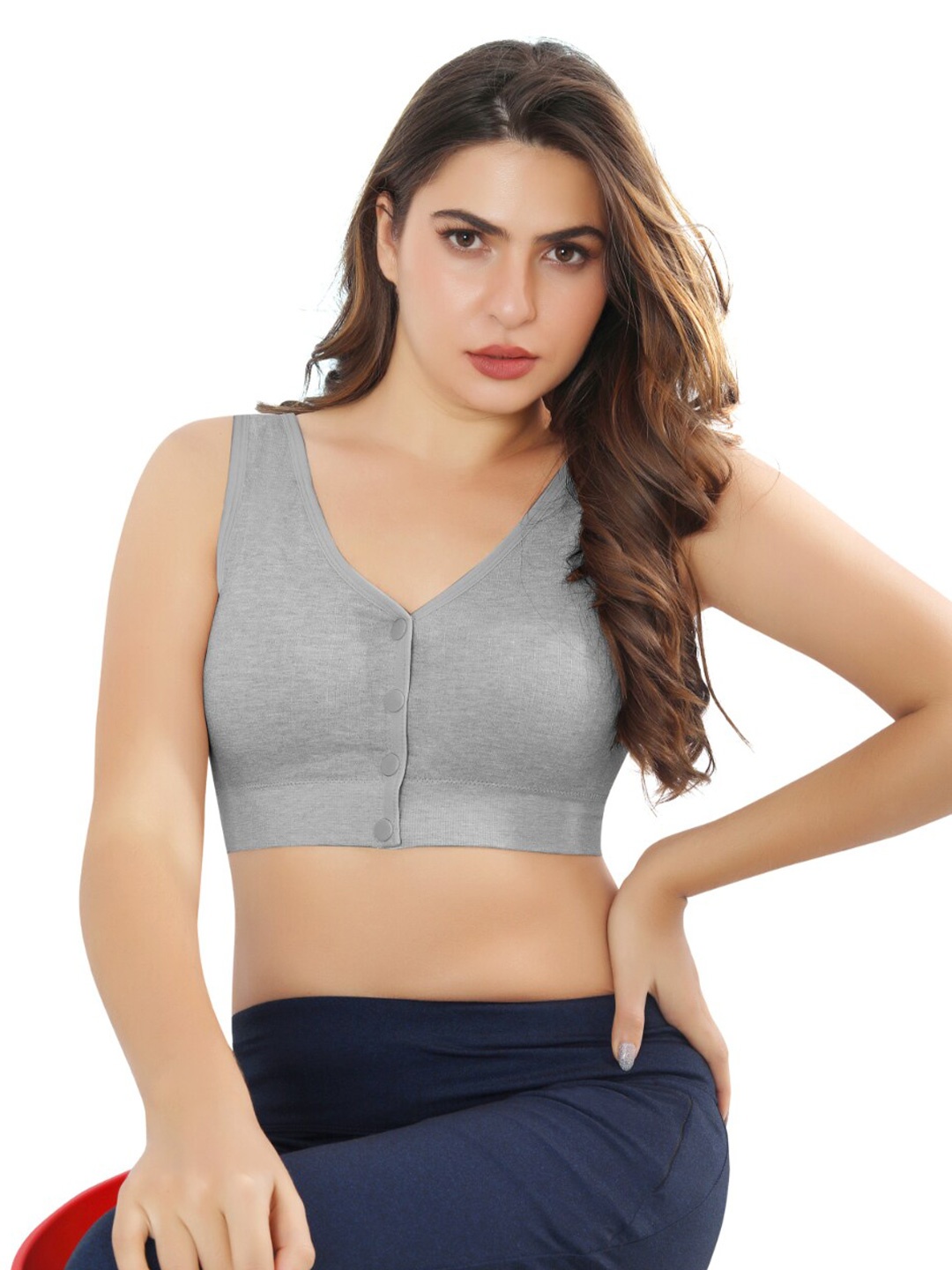 

Bella Voste Full Coverage Lightly Padded Rapid-Dry Maternity Bra- All Day Comfort, Grey