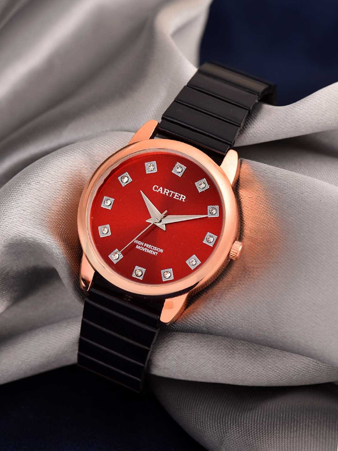 

Sandy D Carter Women Embellished Dial Analogue Watch SDC24-60-RG-RD, Red