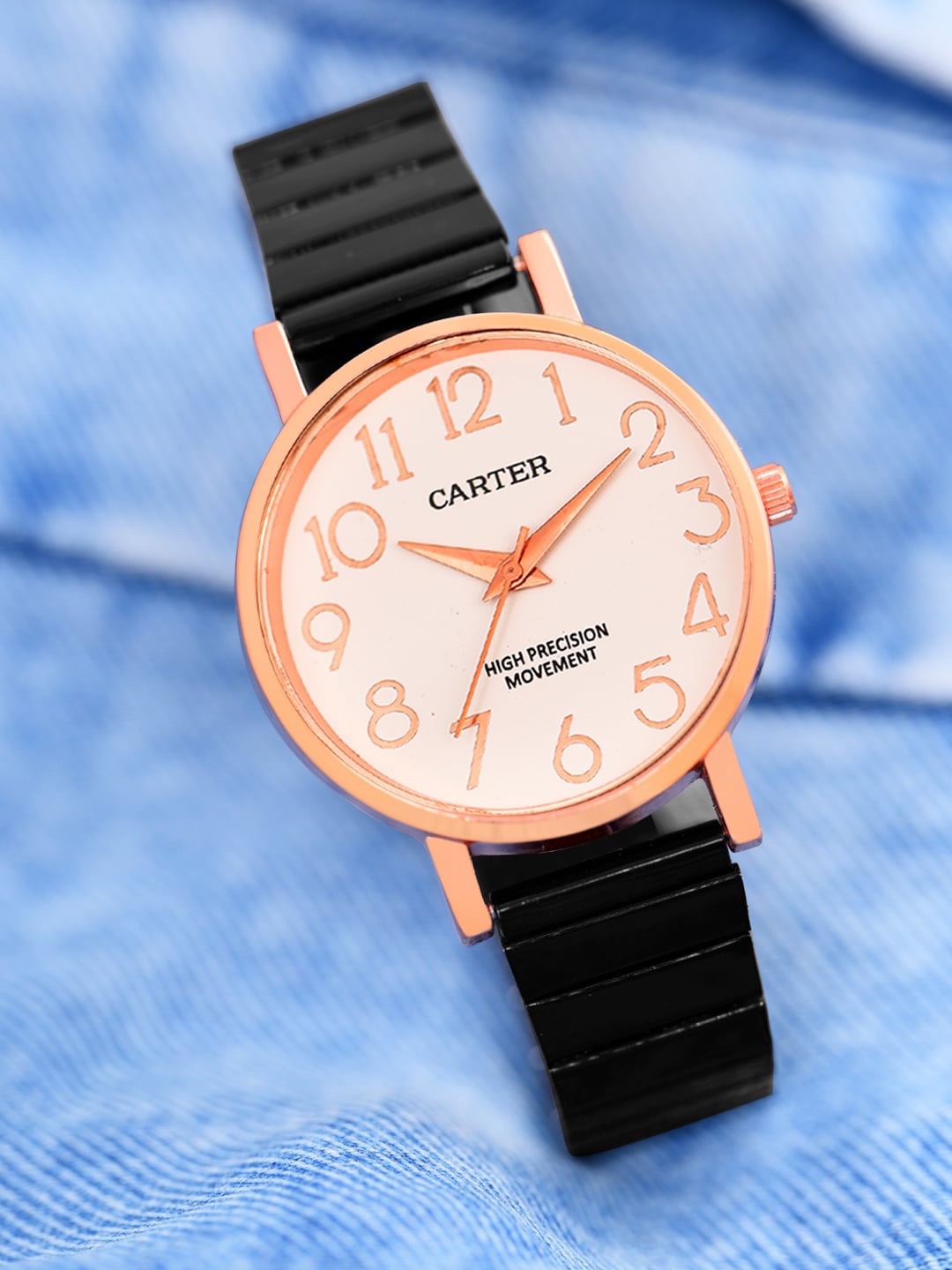 

Sandy D Carter Women Embellished Dial & Straps Analogue Watch SDC24-49-RG-WH, Rose gold