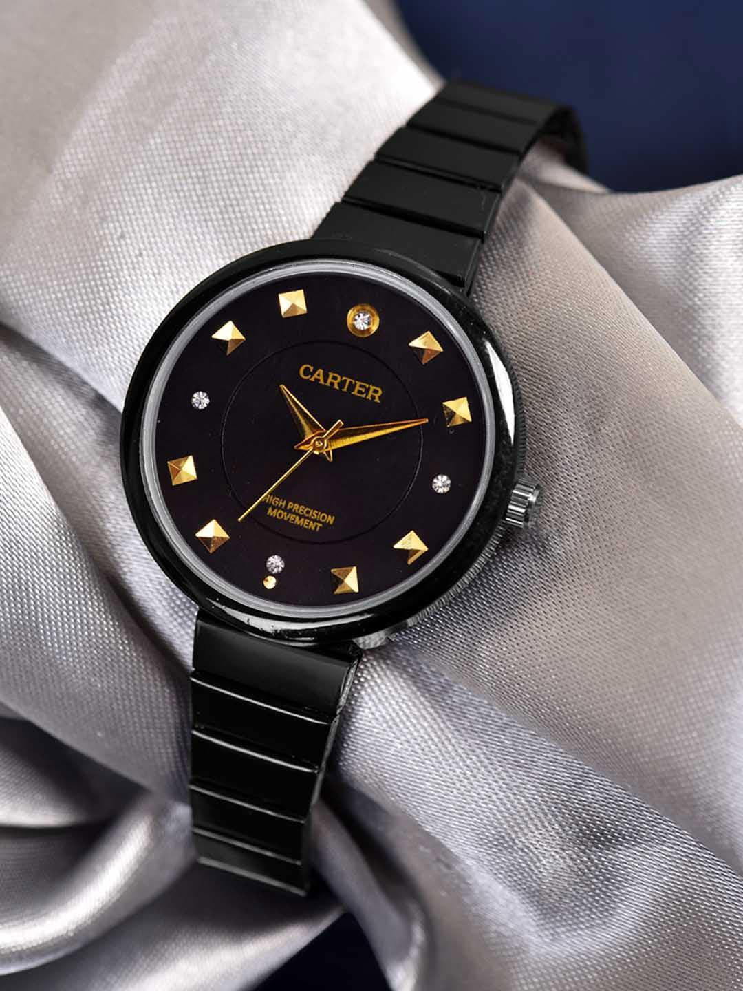 

Sandy D Carter Women Embellished Dial & Bracelet Style Straps Analogue Watch SDC24-66-BK, Black