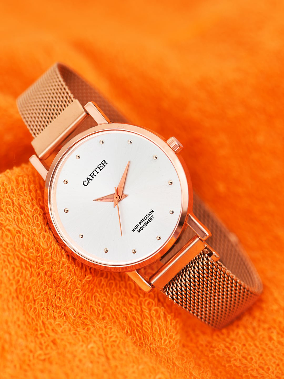 

Sandy D Carter Women Embellished Dial Analogue Watch SDC24-77-RG-SL, Rose gold