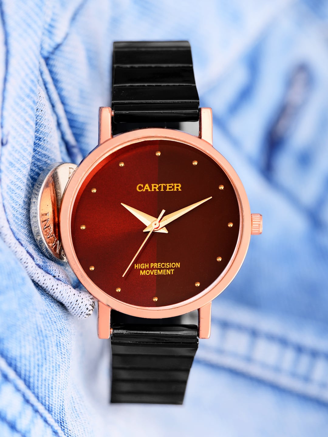 

Sandy D Carter Women Embellished Dial & Straps Analogue Watch SDC24-54-RG-RD, Rose gold