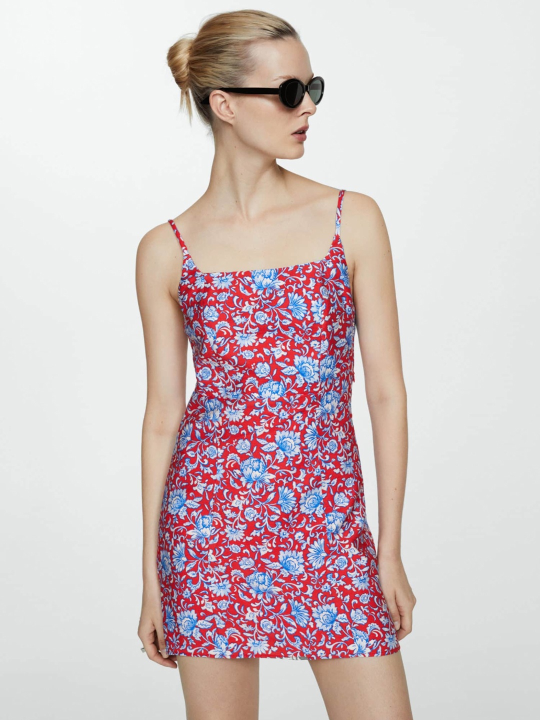 

MANGO Back Cut-Out Sheath Mini Dress, Red