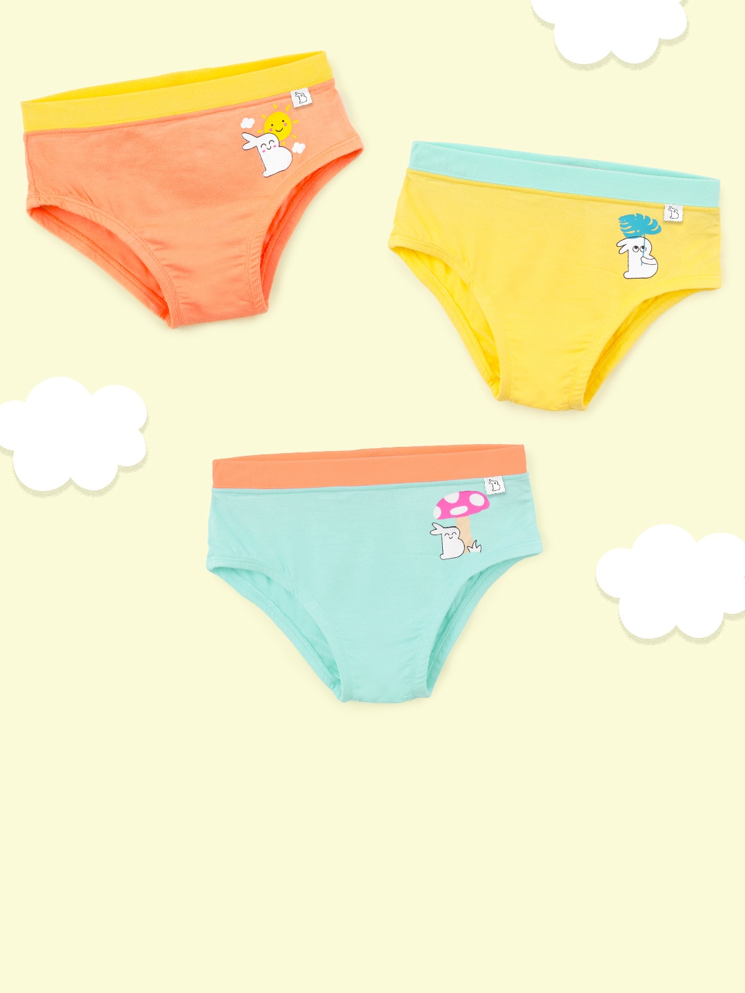 

SuperBottoms Girls Pack Of 3 Printed Basic Brief, Green