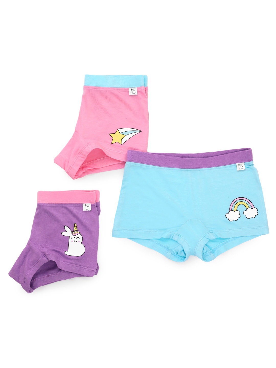 

SuperBottoms Girls Pack Of 3 Anti Bacterial Boy Shorts Brief- UND-GBS-UP-UPR-UR-4-6Y-3P, Blue