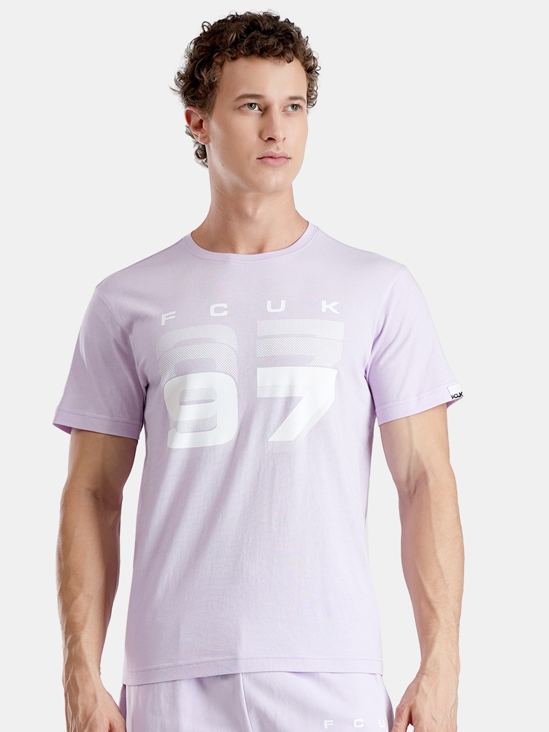 

FCUK Play Brussel Printed Moisture Wicking Pure Cotton Lounge T-shirt, Purple