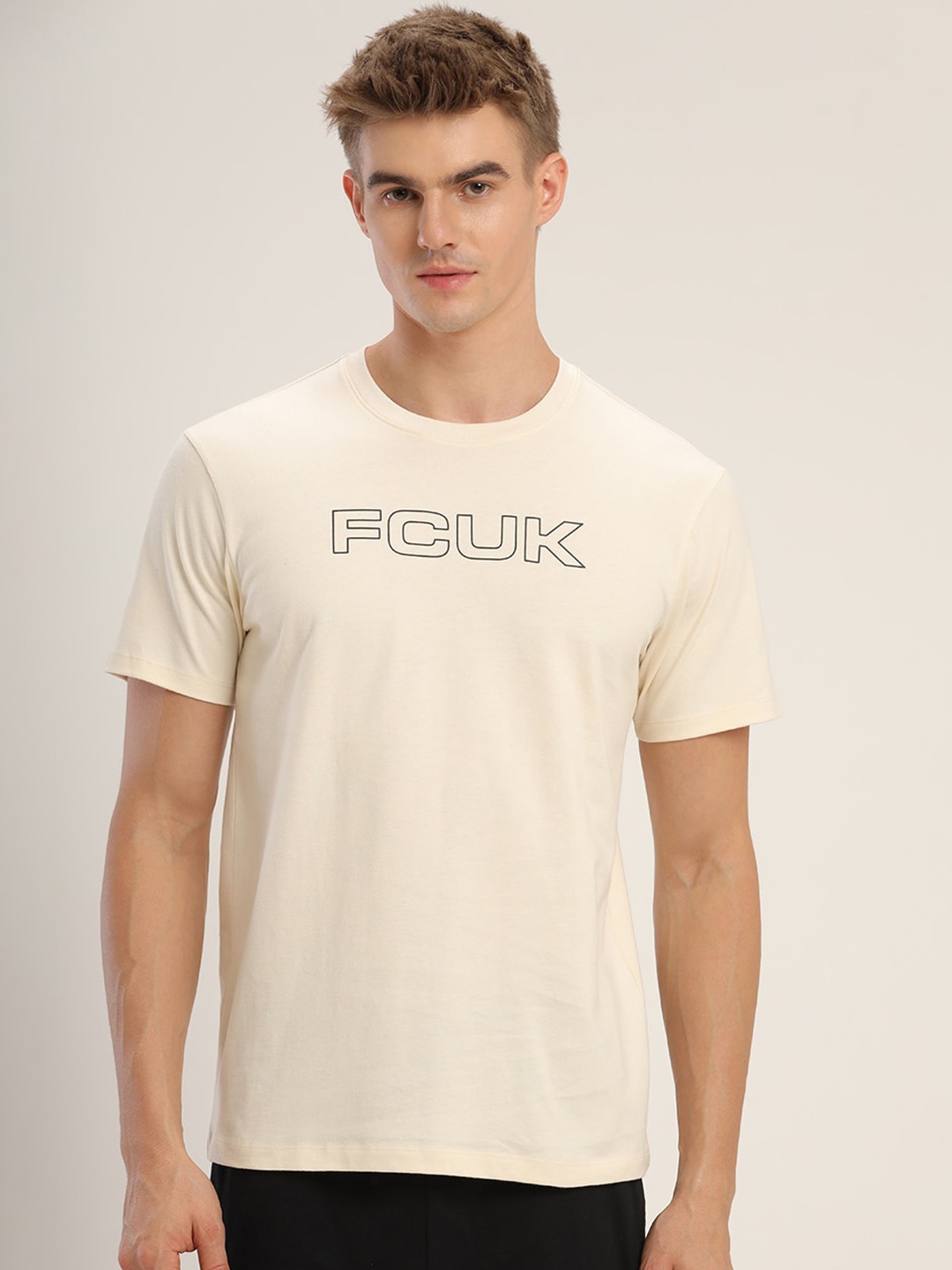 

FCUK Play Wembley Moisture Wicking Pure Cotton Lounge Tshirt, Off white