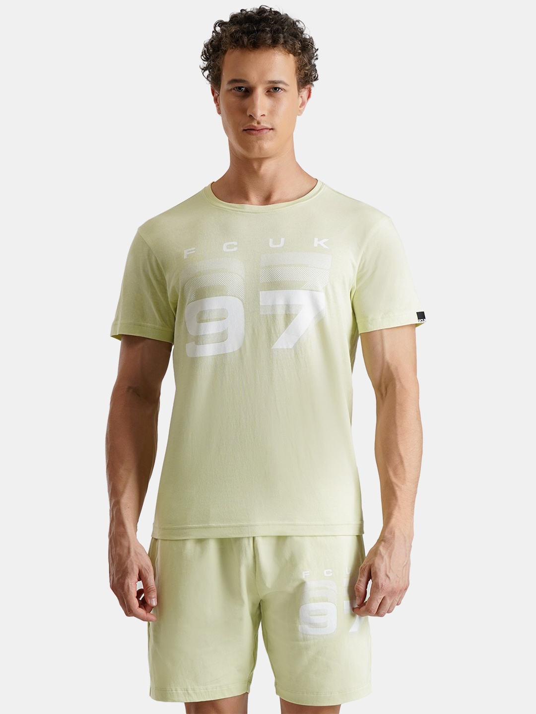 

FCUK Play Brussel Printed Moisture Wicking Pure Cotton Lounge Tshirt, Green