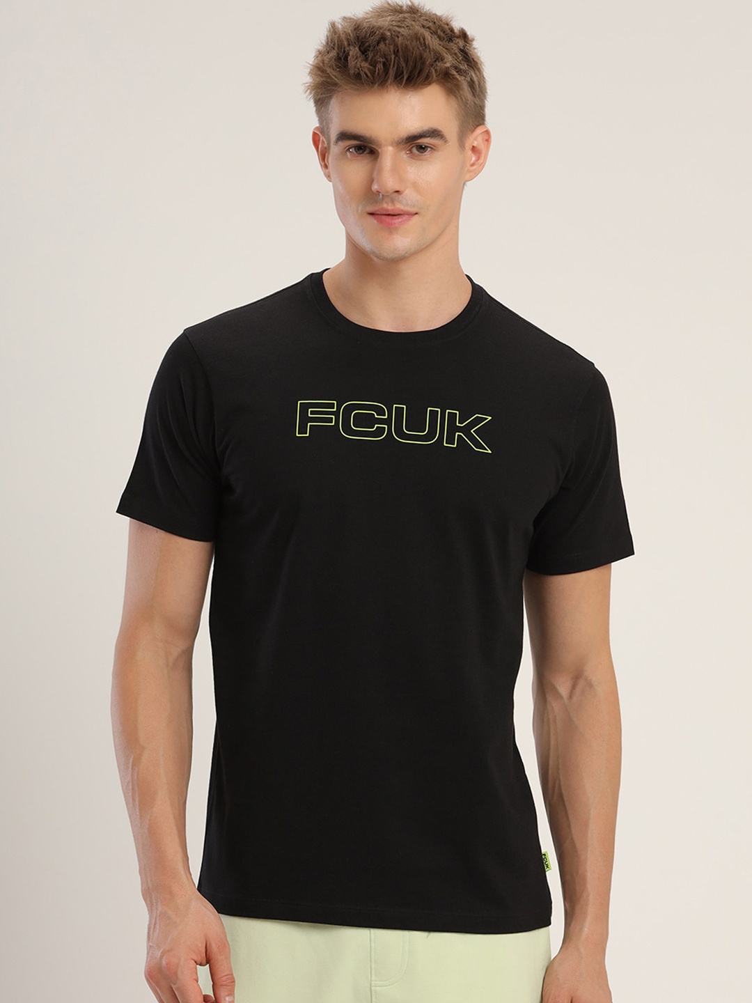 

FCUK Play Wembley Printed Moisture Wicking Pure Cotton Lounge Tshirt, Black