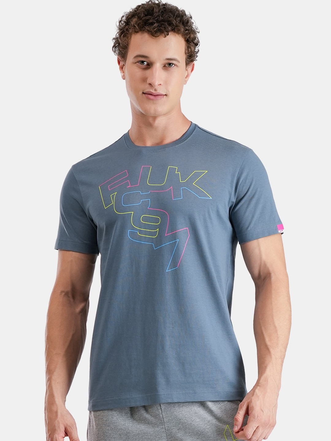 

FCUK Play Acton Moisture Wicking Pure Cotton Lounge Tshirt, Blue