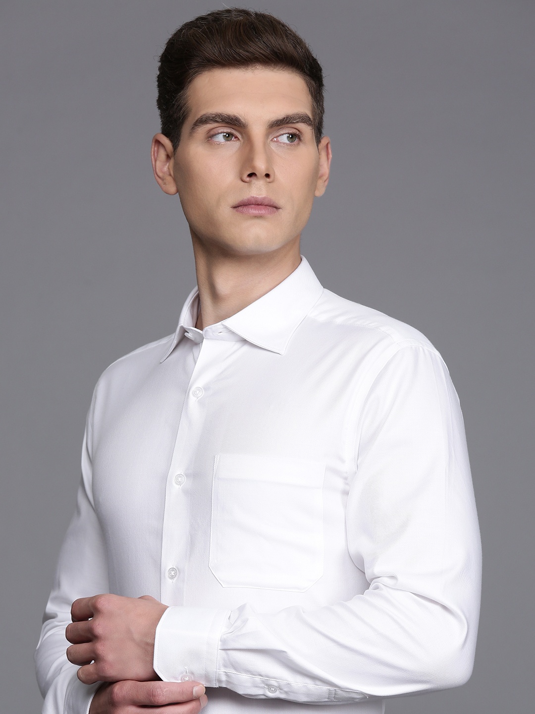 

Louis Philippe Pure Cotton Self Design Classic Fit Textured Formal Shirt, White