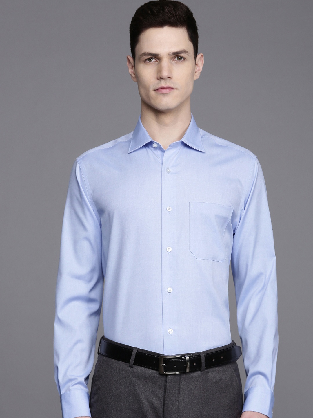 

Louis Philippe Pure Cotton Classic Fit Opaque Formal Shirt, Blue