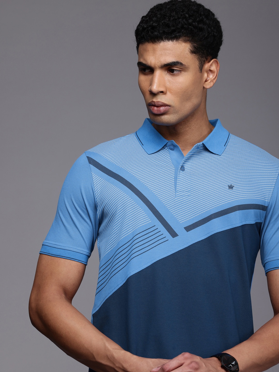 

Louis Philippe Printed Polo Collar T-shirt, Blue