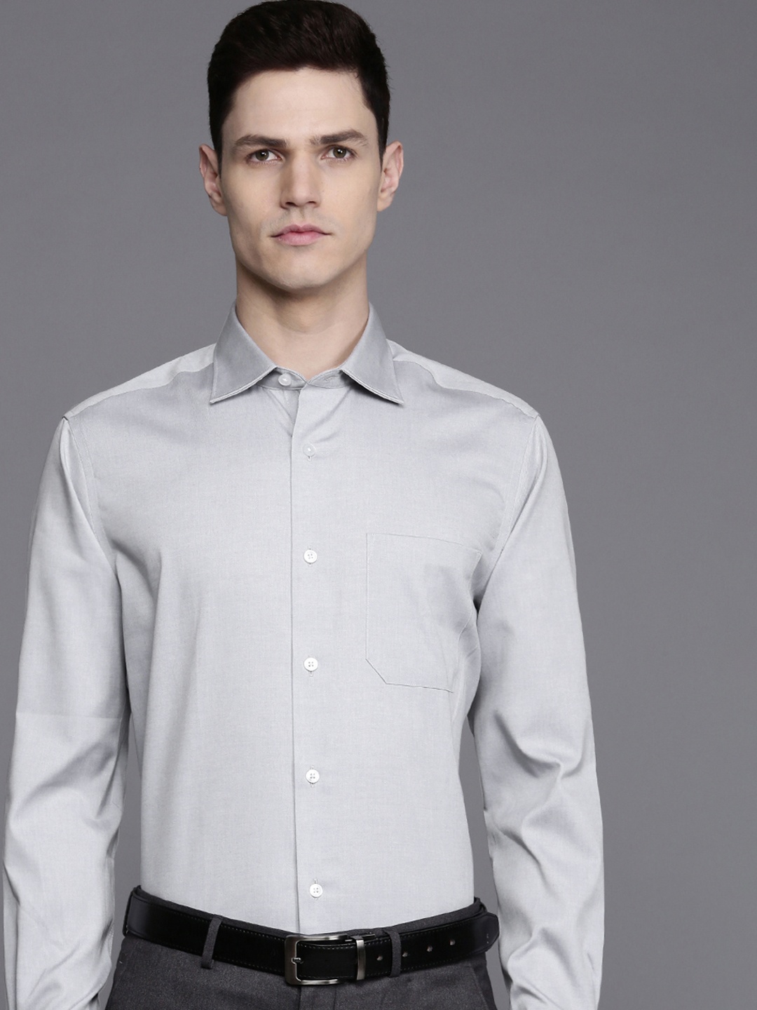 

Louis Philippe Pure Cotton Classic Fit Opaque Formal Shirt, Grey