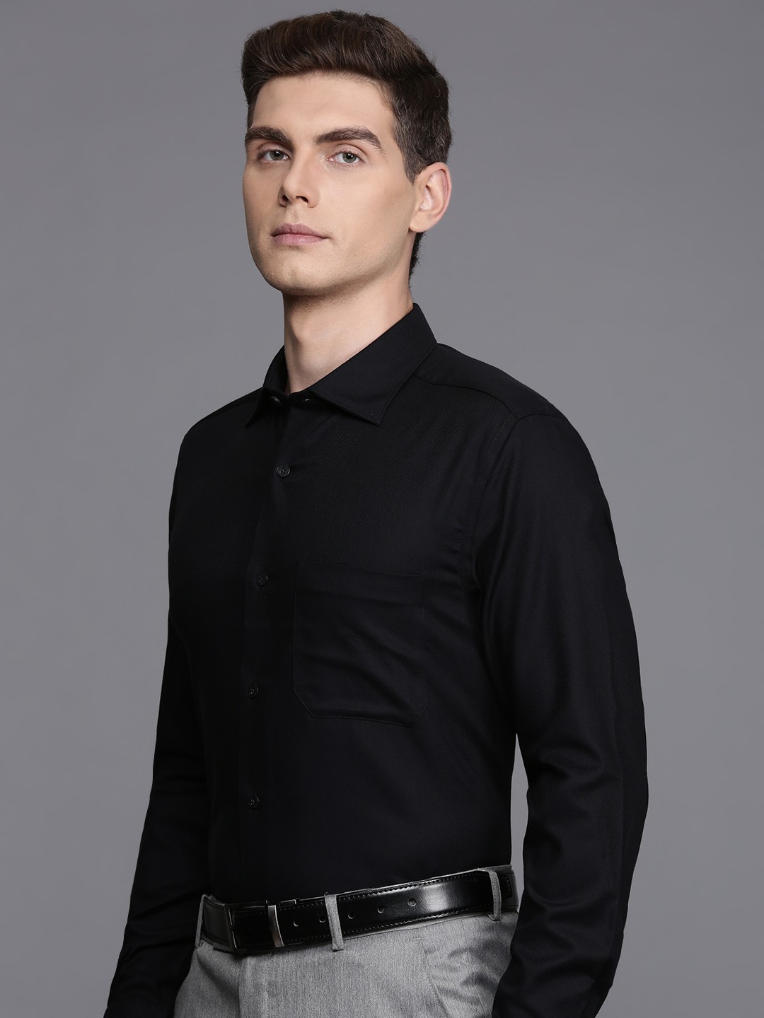 

Louis Philippe Pure Cotton Classic Fit Formal Shirt, Black