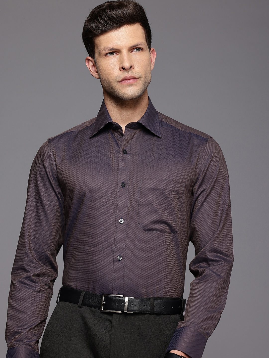 

Louis Philippe Pure Cotton Classic Fit Opaque Formal Shirt, Purple