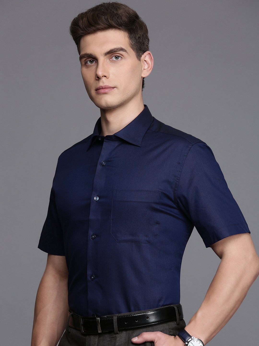 

Louis Philippe Pure Cotton Classic Opaque Formal Shirt, Navy blue