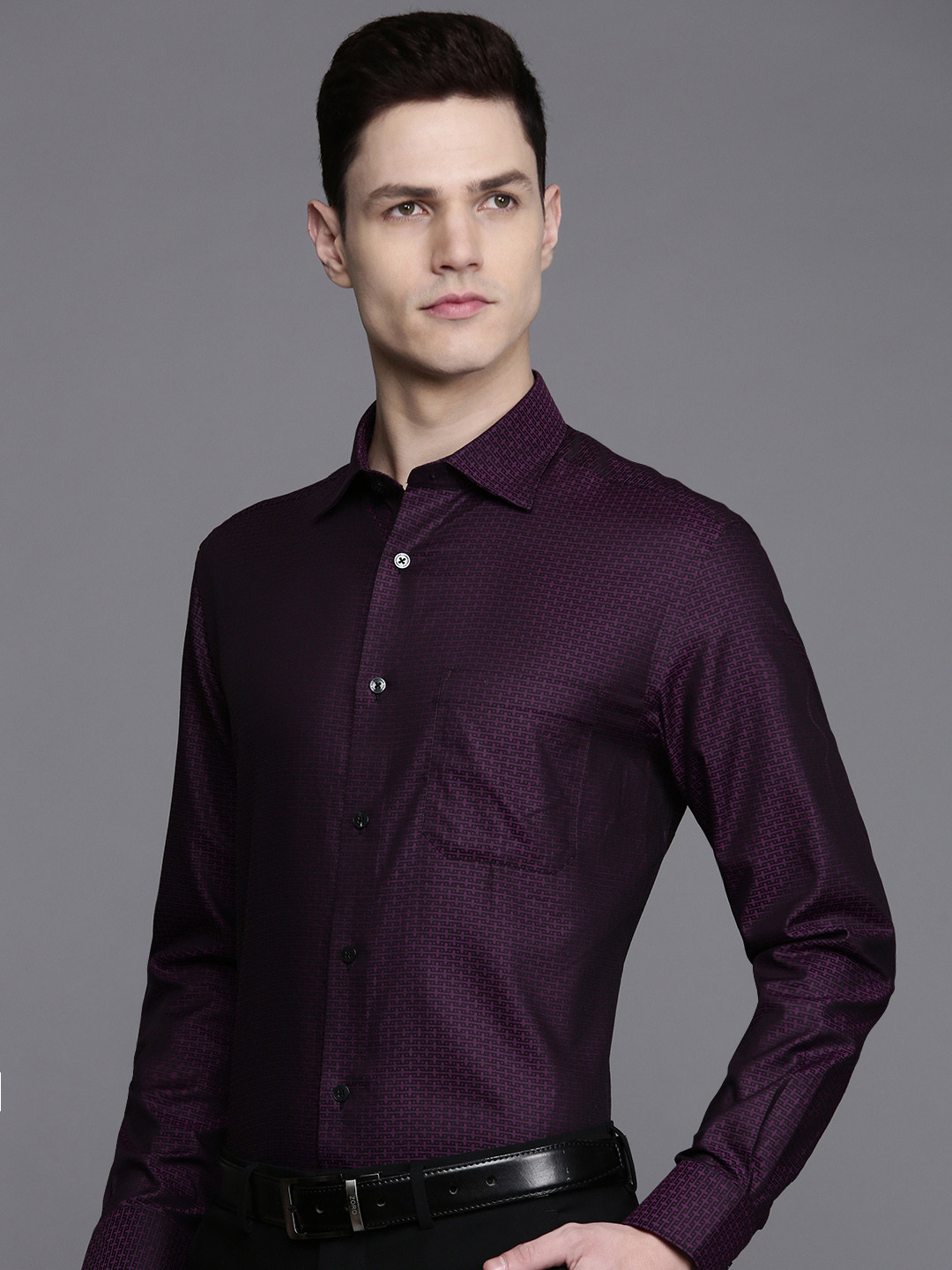 

Louis Philippe Pure Cotton Classic Fit Opaque Formal Shirt, Purple